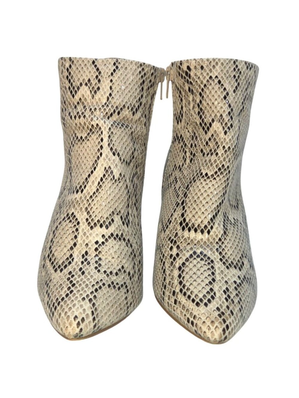 X2b Womens Beige Snake Print Block Heel Booties Size 8